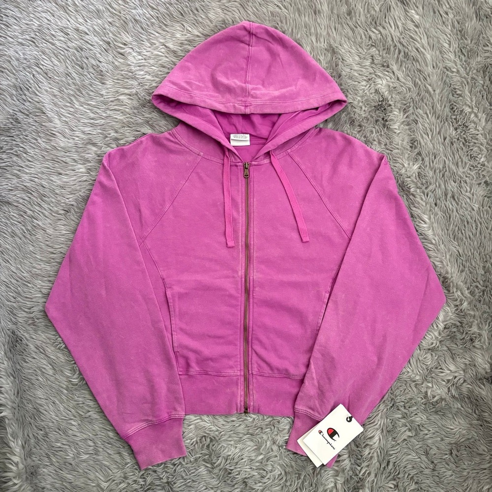 Champion Hooded Zip Up Jacket Vintage Wash Pink Purple Color Women's Medium NEW‎